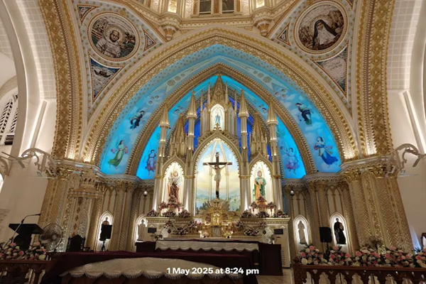 Interior of Lourdes Metropolitan Cathedral in Thrissur